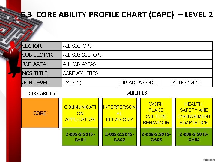 5. 3 CORE ABILITY PROFILE CHART (CAPC) – LEVEL 2 SECTOR ALL SECTORS SUB