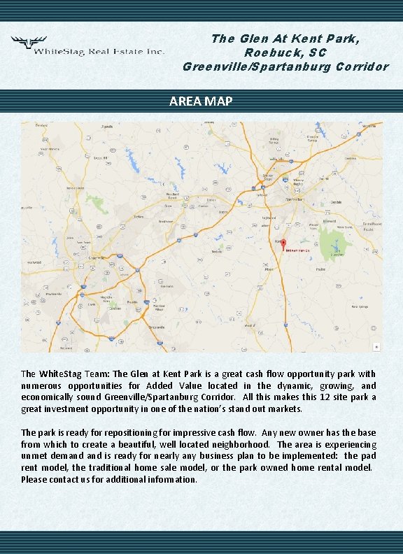 The Glen At Kent Park, Roebuck, SC Greenville/Spartanburg Corridor AREA MAP INSERT MAP The