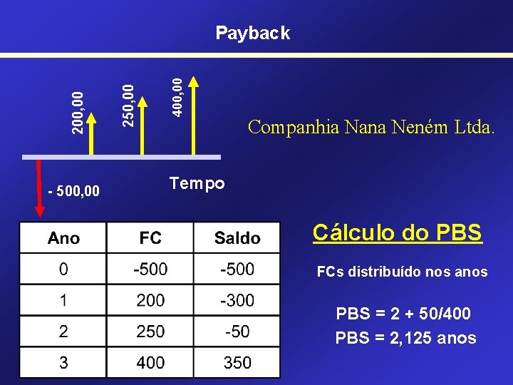 - 500, 00 400, 00 250, 00 200, 00 Payback Companhia Nana Neném Ltda.