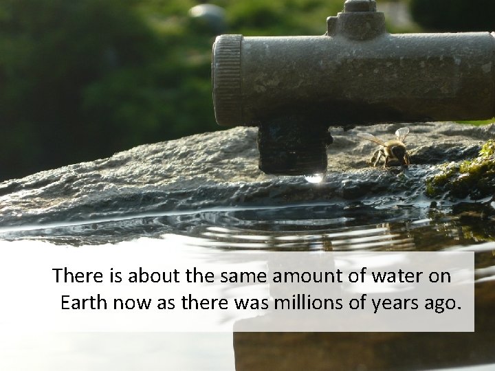 There is about the same amount of water on Earth now as there was