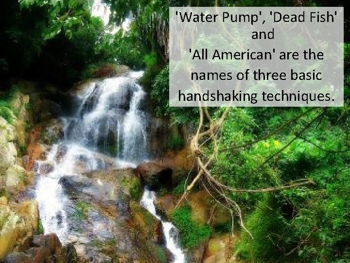 'Water Pump', 'Dead Fish' and 'All American' are the names of three basic handshaking