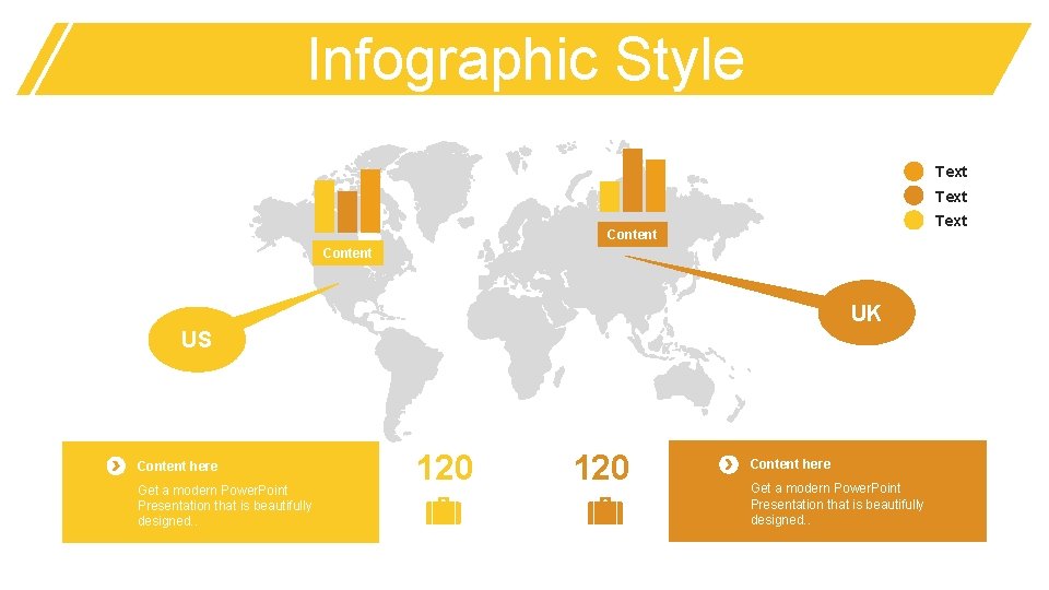 Infographic Style Text Content UK US Content here Get a modern Power. Point Presentation