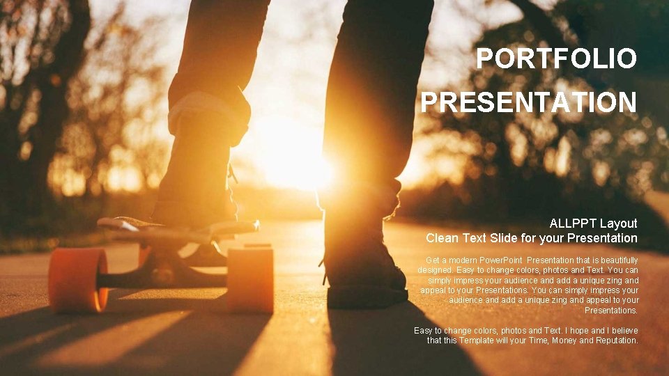 PORTFOLIO PRESENTATION ALLPPT Layout Clean Text Slide for your Presentation Get a modern Power.