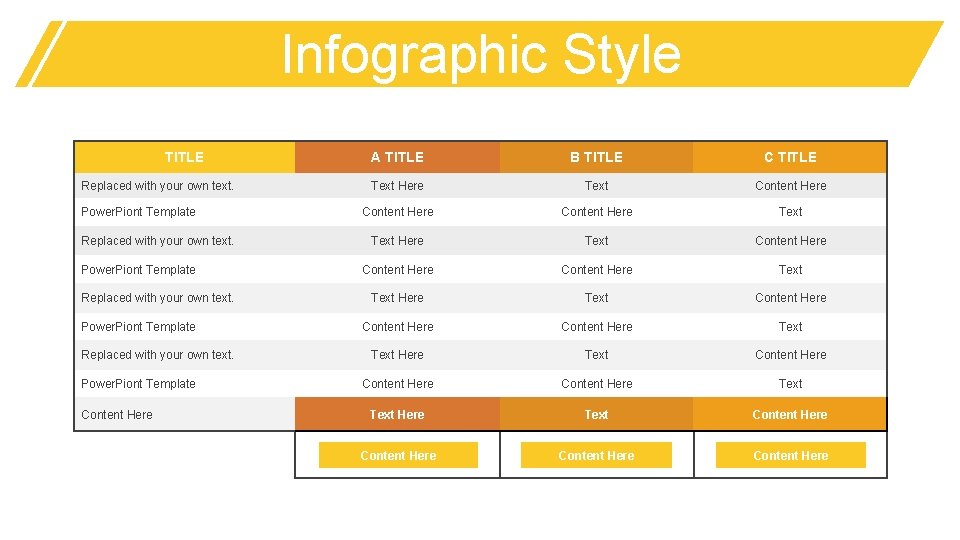 Infographic Style TITLE Replaced with your own text. Power. Piont Template Content Here A