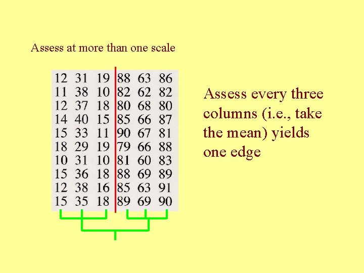 Assess at more than one scale Assess every three columns (i. e. , take