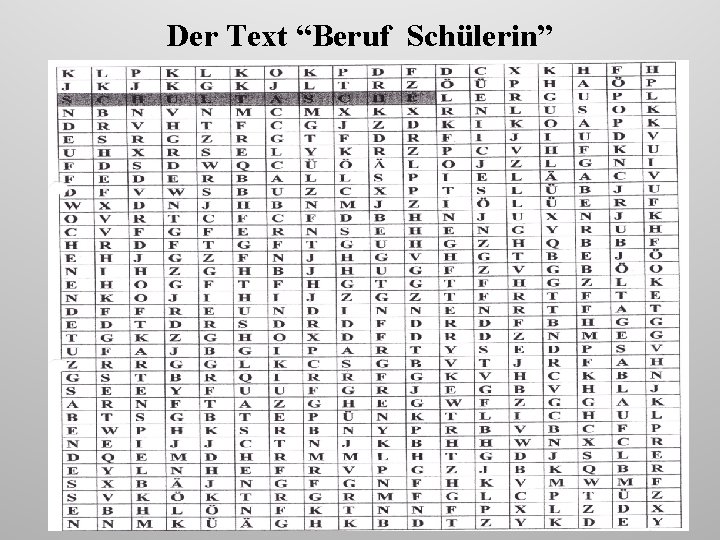 Der Text “Beruf Schülerin” 