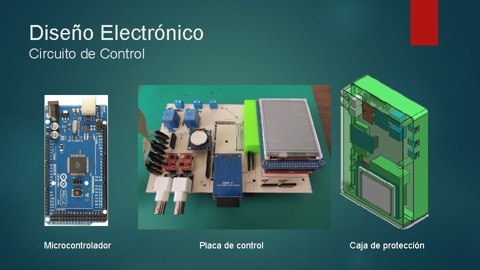 Diseño Electrónico Circuito de Control Microcontrolador Placa de control Caja de protección 