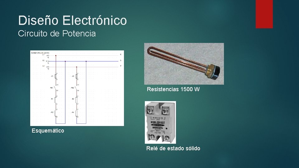 Diseño Electrónico Circuito de Potencia Resistencias 1500 W Esquemático Relé de estado sólido 