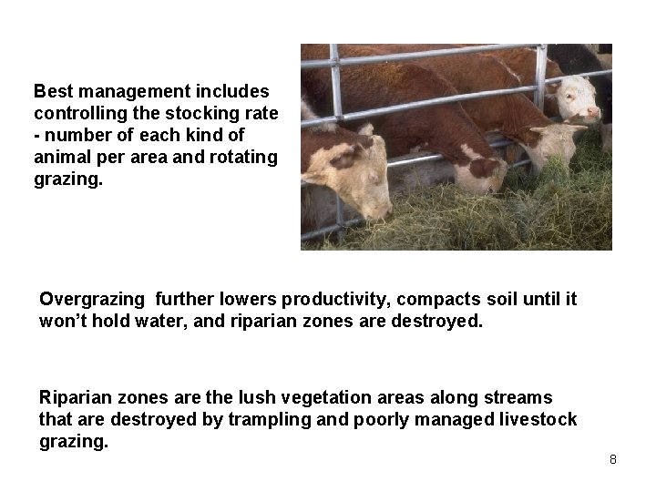 Best management includes controlling the stocking rate - number of each kind of animal