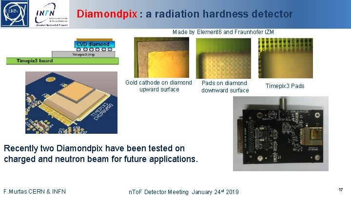 Diamondpix : a radiation hardness detector Made by Element 6 and Fraunhofer IZM Gold