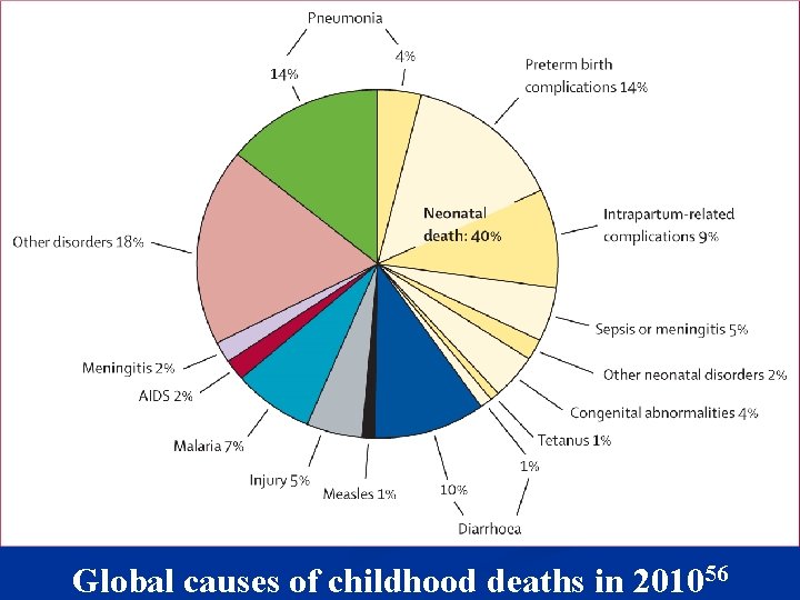 Global causes of childhood deaths in 201056 