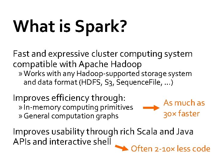 What is Spark? Fast and expressive cluster computing system compatible with Apache Hadoop »