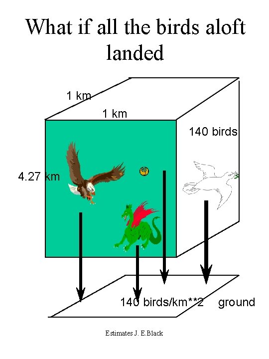 What if all the birds aloft landed 1 km 140 birds 4. 27 km