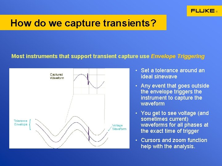 How do we capture transients? Most instruments that support transient capture use Envelope Triggering