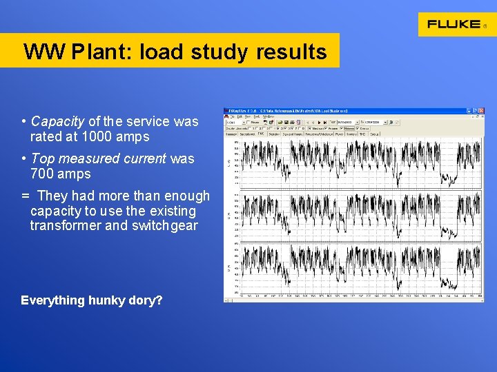 WW Plant: load study results • Capacity of the service was rated at 1000