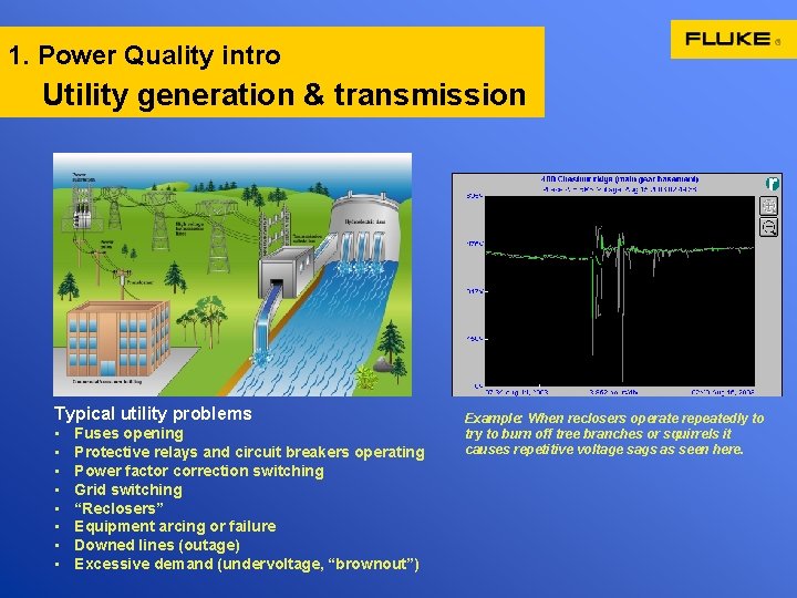 1. Power Quality intro Utility generation & transmission Typical utility problems • • Fuses