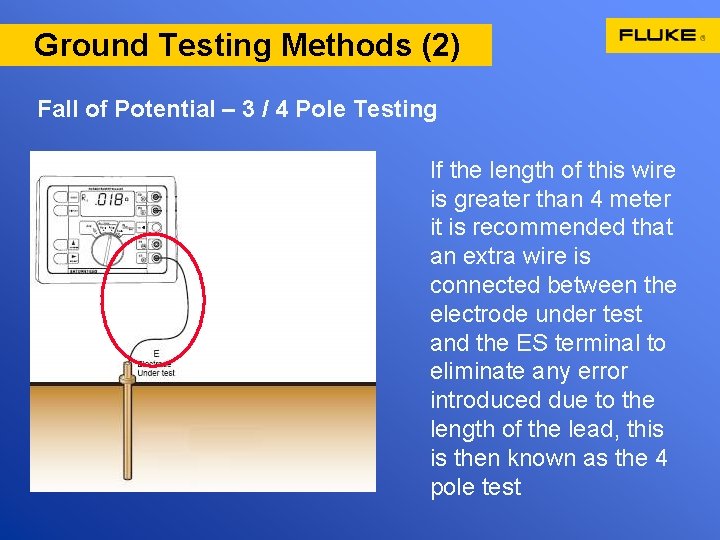 Ground Earth Testing Methods (1) Testing Methods (2) Fall of Potential – 3 /