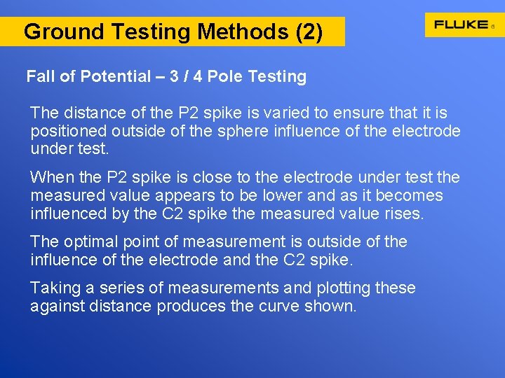 Ground Earth Testing Methods (1) Testing Methods (2) Fall of Potential – 3 /