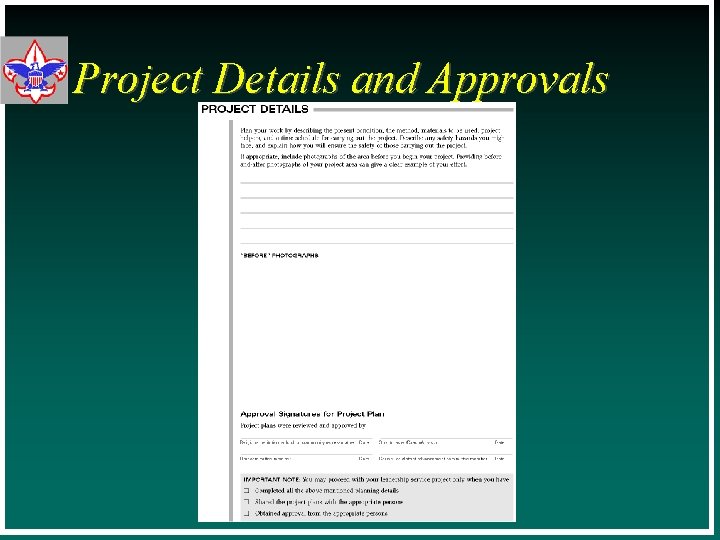 Project Details and Approvals 