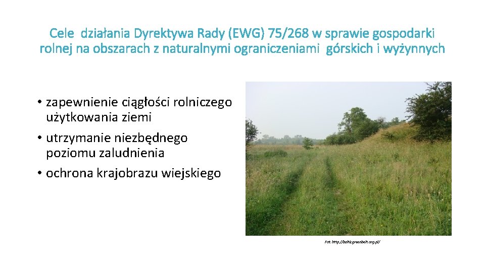 Cele działania Dyrektywa Rady (EWG) 75/268 w sprawie gospodarki rolnej na obszarach z naturalnymi
