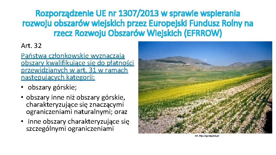 Rozporządzenie UE nr 1307/2013 w sprawie wspierania rozwoju obszarów wiejskich przez Europejski Fundusz Rolny