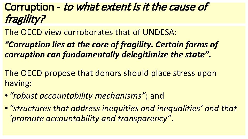 Corruption - to what extent is it the cause of fragility? The OECD view