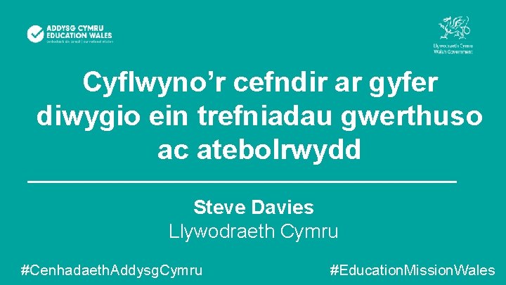 Cyflwyno’r cefndir ar gyfer diwygio ein trefniadau gwerthuso ac atebolrwydd Steve Davies Llywodraeth Cymru