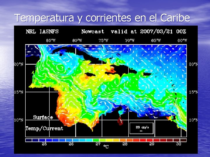 Temperatura y corrientes en el Caribe 