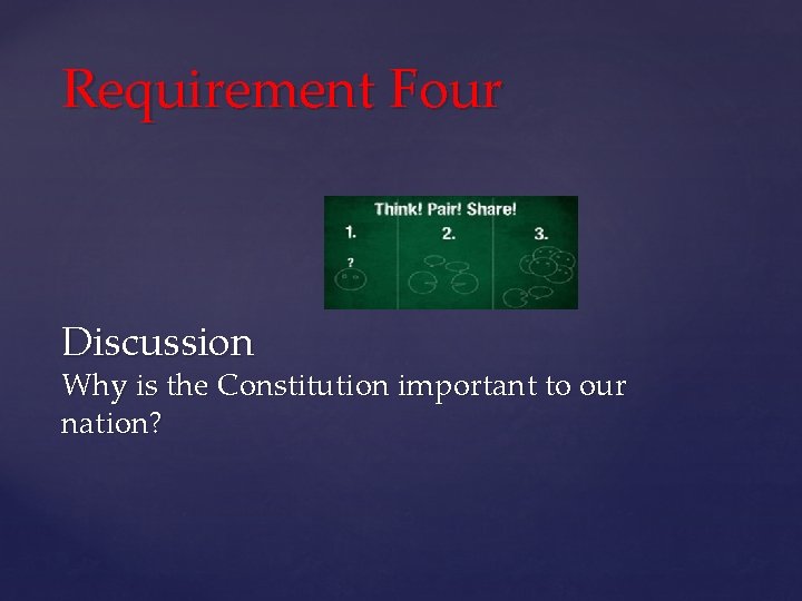Requirement Four Discussion Why is the Constitution important to our nation? 