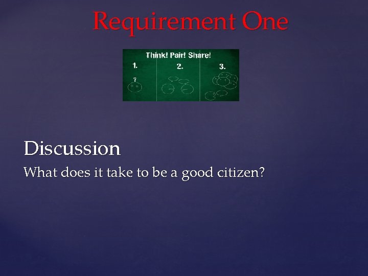 Requirement One Discussion What does it take to be a good citizen? 