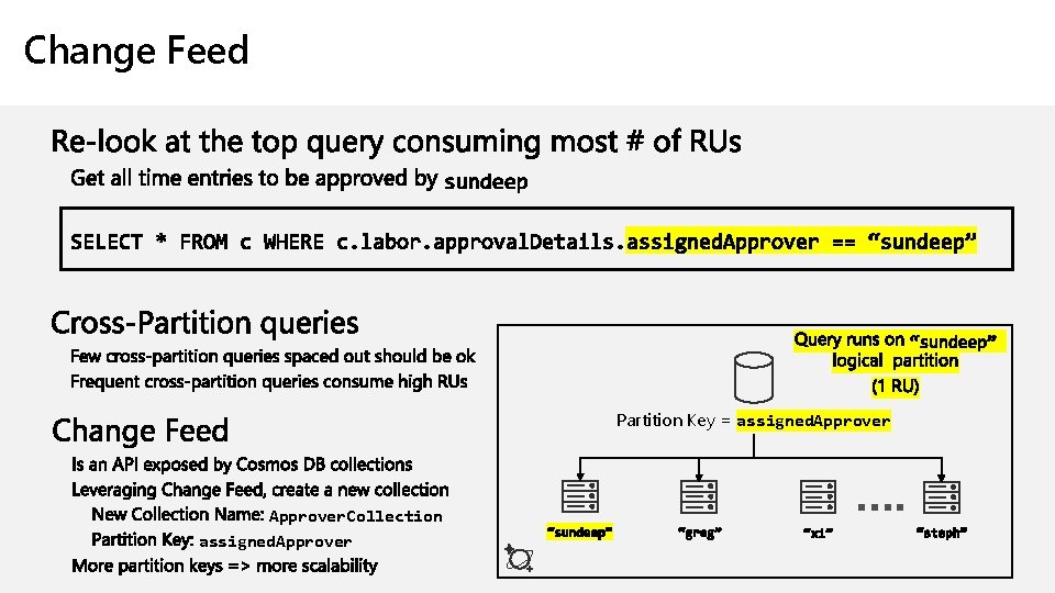 Change Feed Partition Key = assigned. Approver. Collection assigned. Approver 