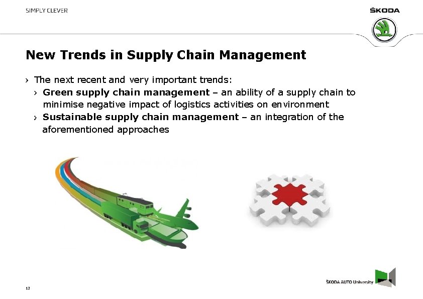 New Trends in Supply Chain Management The next recent and very important trends: Green