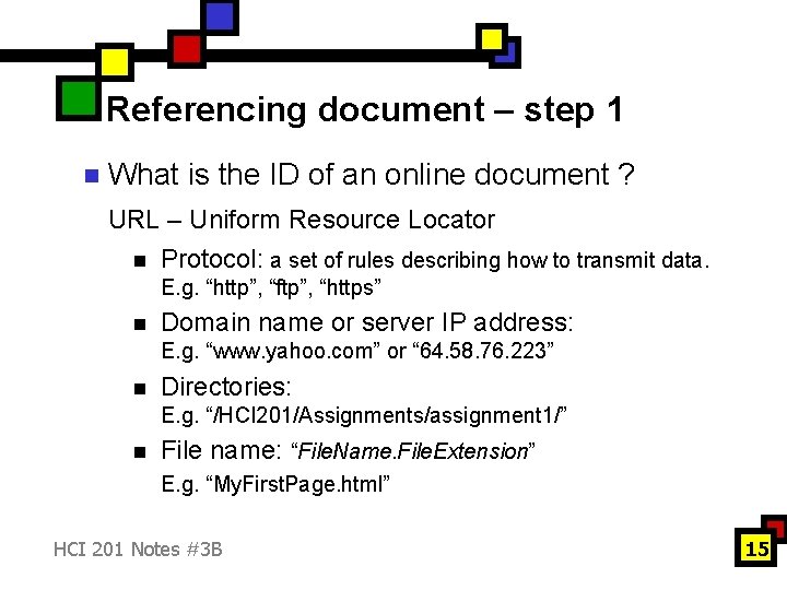 Referencing document – step 1 n What is the ID of an online document