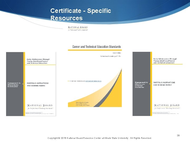 Certificate - Specific Resources 29 Copyright © 2018 National Board Resource Center at Illinois