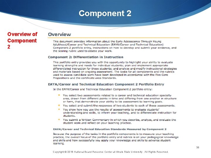Component 2 Overview of Component 2 38 Copyright © 2018 National Board Resource Center