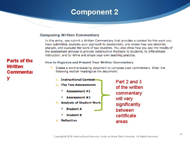 Component 2 Parts of the Written Commentar y Part 2 and 3 of the