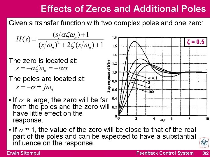 Effects of Zeros and Additional Poles Given a transfer function with two complex poles