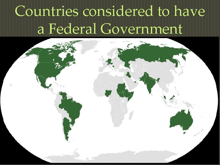 Countries considered to have a Federal Government 