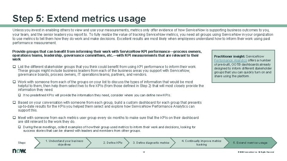 Step 5: Extend metrics usage Unless you invest in enabling others to view and