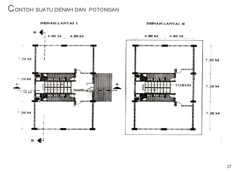 CONTOH SUATU DENAH DAN POTONGAN 27 