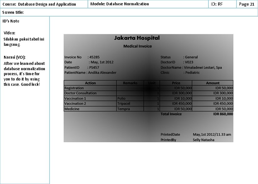 Course: Database Design and Application Screen title: ID’s Note Video: Silahkan pakai tabel ini Course: Database Design and Application Screen title: ID’s Note Video: Silahkan pakai tabel ini