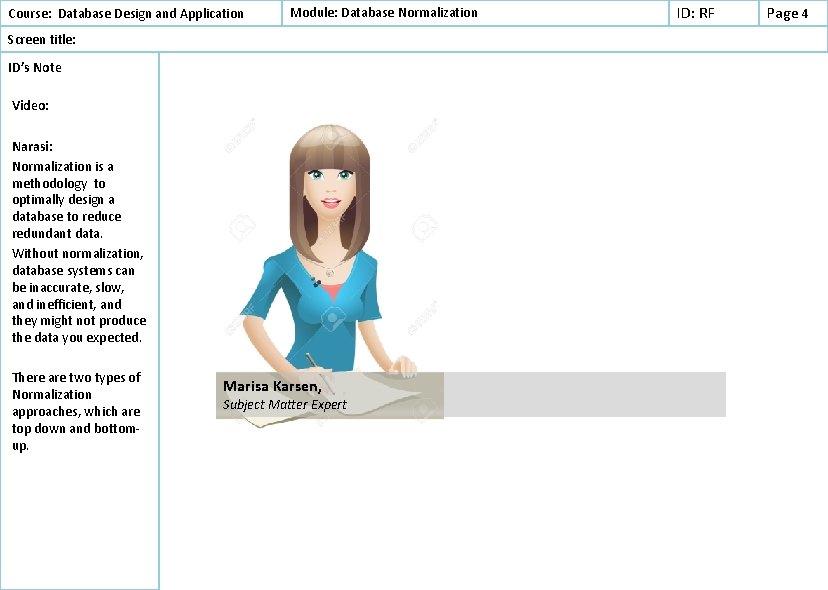 Course: Database Design and Application Module: Database Normalization Screen title: ID’s Note Video: Narasi: Course: Database Design and Application Module: Database Normalization Screen title: ID’s Note Video: Narasi: