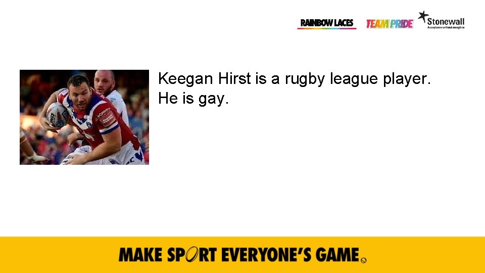 Keegan Hirst is a rugby league player. He is gay. 