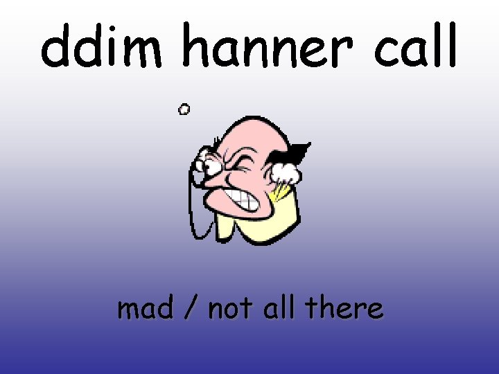 ddim hanner call mad / not all there 