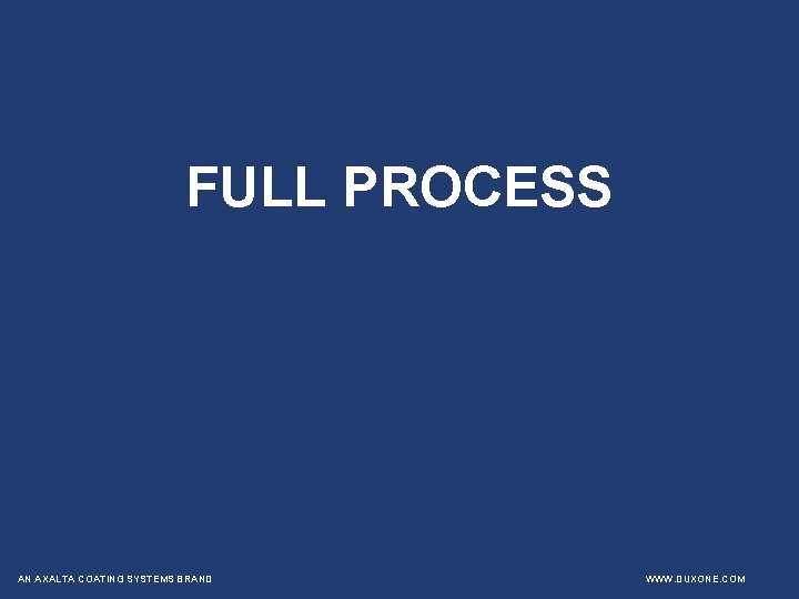 FULL PROCESS AN AXALTA COATING SYSTEMS BRAND WWW. DUXONE. COM 