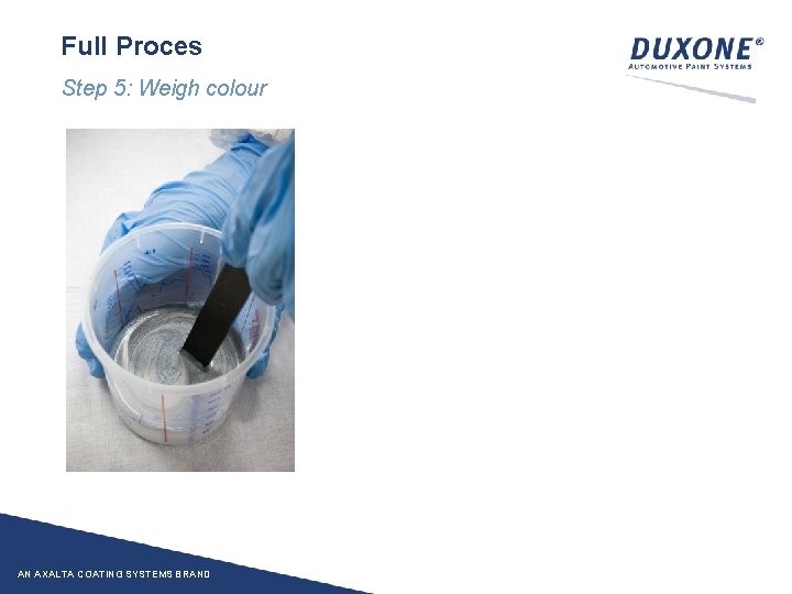 Full Proces Step 5: Weigh colour AN AXALTA COATING SYSTEMS BRAND 