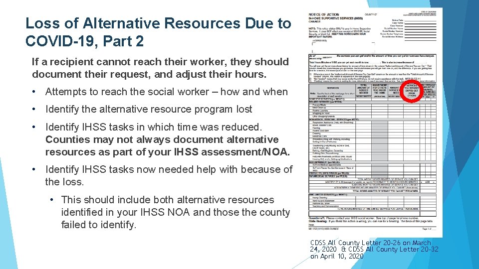 Loss of Alternative Resources Due to COVID-19, Part 2 If a recipient cannot reach