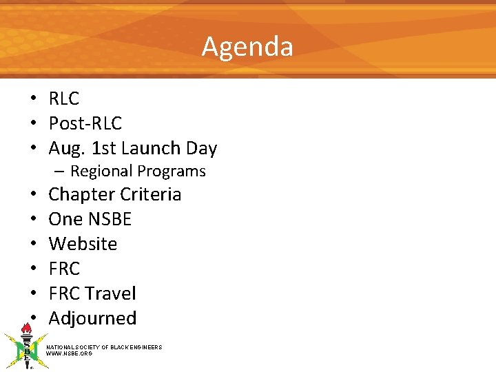 Agenda • RLC • Post-RLC • Aug. 1 st Launch Day – Regional Programs