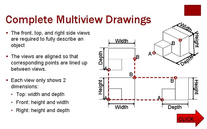 Complete Multiview Drawings Depth B B A A pth e D B B Height