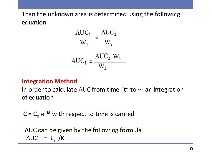 Than the unknown area is determined using the following equation Integration Method In order